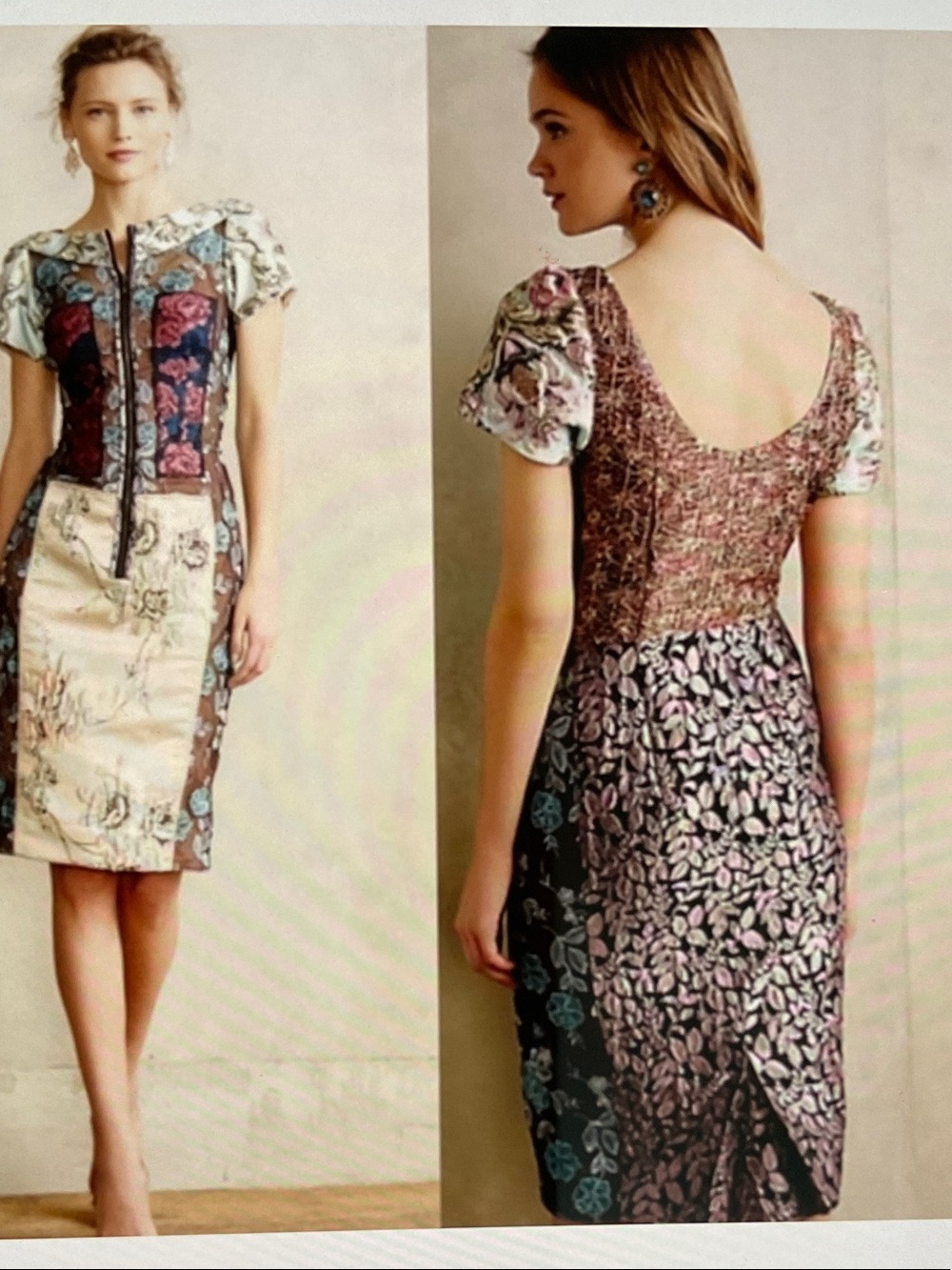 Beguile by Byron Lars Anthropologie Floral Patchwork Sheath Dress